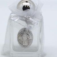 St. Benedict Glass Holy Water Bottle (3.35 x 1.6") - Unique Catholic Gifts
