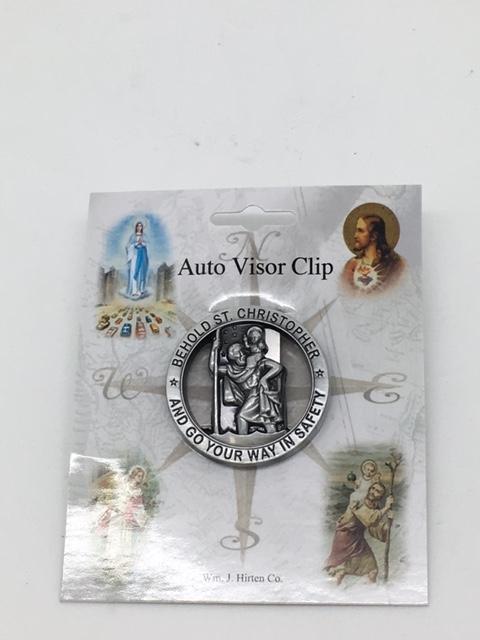St. Christopher Auto Visor Clip Silver - Unique Catholic Gifts