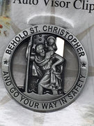 St. Christopher Auto Visor Clip Silver - Unique Catholic Gifts