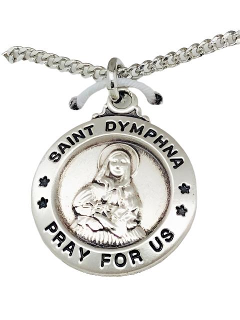 St. Dymphna Medal Sterling Silver 5/8" - Unique Catholic Gifts