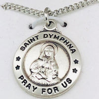 St. Dymphna Medal Sterling Silver 5/8" - Unique Catholic Gifts