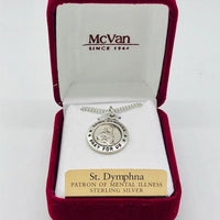 St. Dymphna Medal Sterling Silver 5/8" - Unique Catholic Gifts