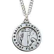 St. Gabriel Sterling Silver Medal 3/4" - Unique Catholic Gifts