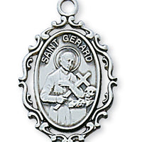 St. Gerard Sterling Silver Medal 1" Antique Style - Unique Catholic Gifts