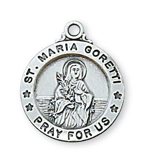 St. Maria Goretti Sterling Silver Medal (5/8") - Unique Catholic Gifts