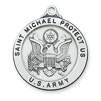Sterling Silver Saint St Michael & US Army Medal (7/8") - Unique Catholic Gifts