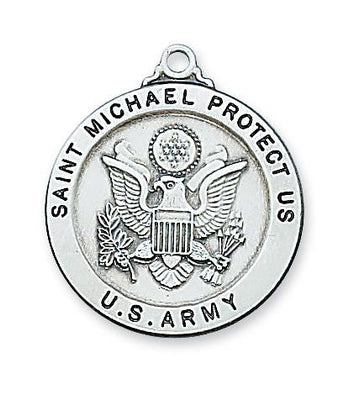 Sterling Silver Saint St Michael & US Army Medal (7/8