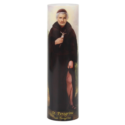St. Peregrine LED Candle with Timer - Unique Catholic Gifts