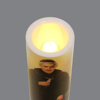 St. Peregrine LED Candle with Timer - Unique Catholic Gifts