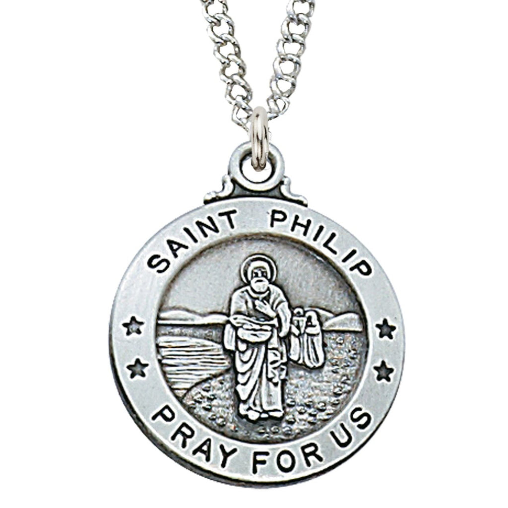St. Philip Sterling Silver Medal (3/4") - Unique Catholic Gifts