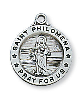 St. Philomena Sterling Silver Medal 5/8" - Unique Catholic Gifts
