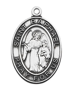 St. Raphael Sterling Silver Medal (1 1/16") - Unique Catholic Gifts