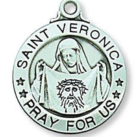 St. Veronica Sterling Silver Medal 3/4" - Unique Catholic Gifts