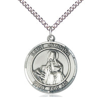 St Dymphna Sterling Silver Pendant on a 24 inch Sterling Silver Heavy Curb Chain 1" - Unique Catholic Gifts