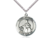 St Dymphna Sterling Silver Pendant on a 24 inch Sterling Silver Heavy Curb Chain 1" - Unique Catholic Gifts