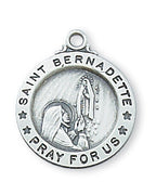 St Bernadette Sterling Silver Medal 5/8" comes with 18" chain - Unique Catholic Gifts