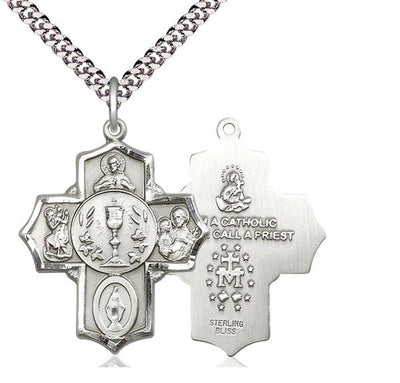 Sterling Silver First Communion 4-Way Chalice Cross 3/4