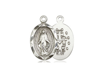 Sterling Silver Miraculous Pendant 3/4