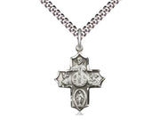 Sterling Silver 4 Way Cross Medal (7/8") - Unique Catholic Gifts