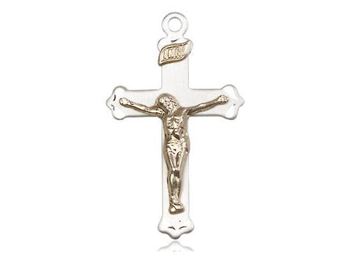 Sterling Silver and Gold Filled Two Tone Crucifix (1 1/8") - Unique Catholic Gifts