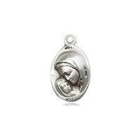 Sterling Silver Madonna and Child Medal (5/8") with 18" chain - Unique Catholic Gifts