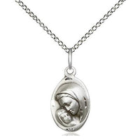 Sterling Silver Madonna and Child Medal (5/8") with 18" chain - Unique Catholic Gifts