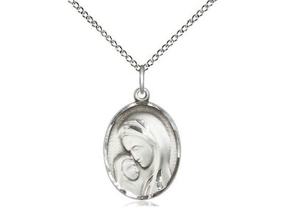 Sterling Silver Madonna and Child Medal (3/4