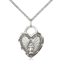 Sterling Silver Miraculous Heart Medal (3/4") - Unique Catholic Gifts