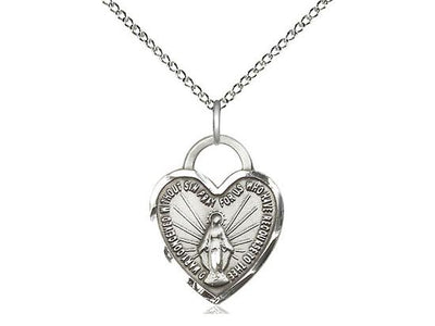 Sterling Silver Miraculous Heart Medal (3/4