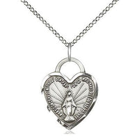 Sterling Silver Miraculous Heart Medal (5/8") with 18" chain - Unique Catholic Gifts