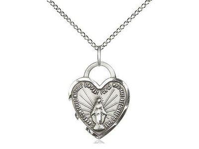 Sterling Silver Miraculous Heart Medal (5/8