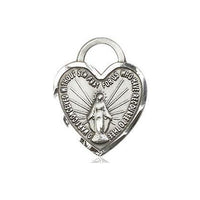 Sterling Silver Miraculous Heart Medal (5/8") with 18" chain - Unique Catholic Gifts