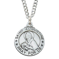 Sterling Silver Round St Augustine Medal (3/4") - Unique Catholic Gifts