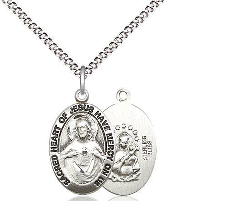 Sterling SilverSacred Heart of Jesus Scapular Medal (3/4") - Unique Catholic Gifts