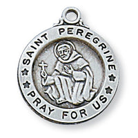Sterling Silver St Peregrine Medal  5/8 on 18" Chain (L700PE) - Unique Catholic Gifts