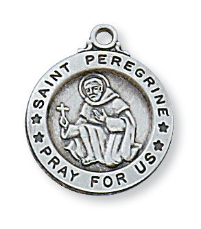 Sterling Silver St Peregrine Medal  5/8 on 18
