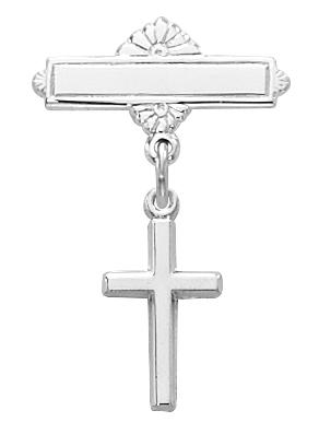 Sterling Silver Sterling Silver Cross Baby Pin (1/2") - Unique Catholic Gifts