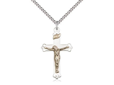 Sterling Silver and Gold Filled Two Tone Crucifix (1 1/8