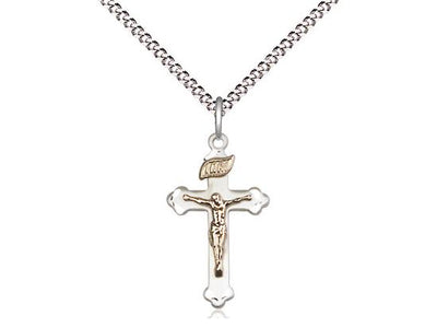 Sterling Silver and Gold Filled Two Tone Crucifix (7/8