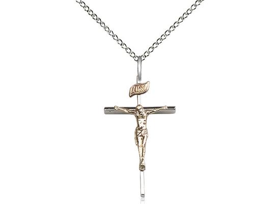 Sterling Silver and Gold Filled Two Tone Crucifix (1") - Unique Catholic Gifts