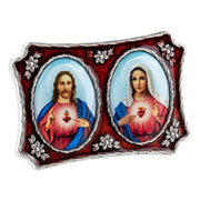 The Sacred Hearts Metal and Epoxy Standing Travel Plaque 2 1/2" - Unique Catholic Gifts