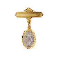 Two Toned  Gold and Sterling Silver Miraculous Medal Baby Pin (1/2") - Unique Catholic Gifts