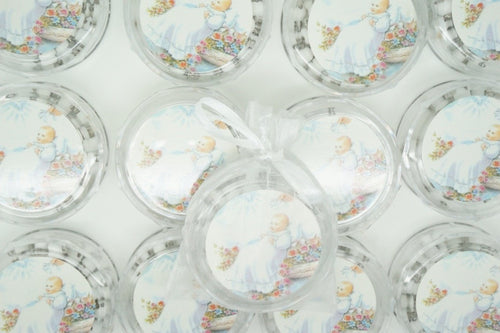 12 Baptism White Scented Rosaries with Organza Bags - Unique Catholic Gifts