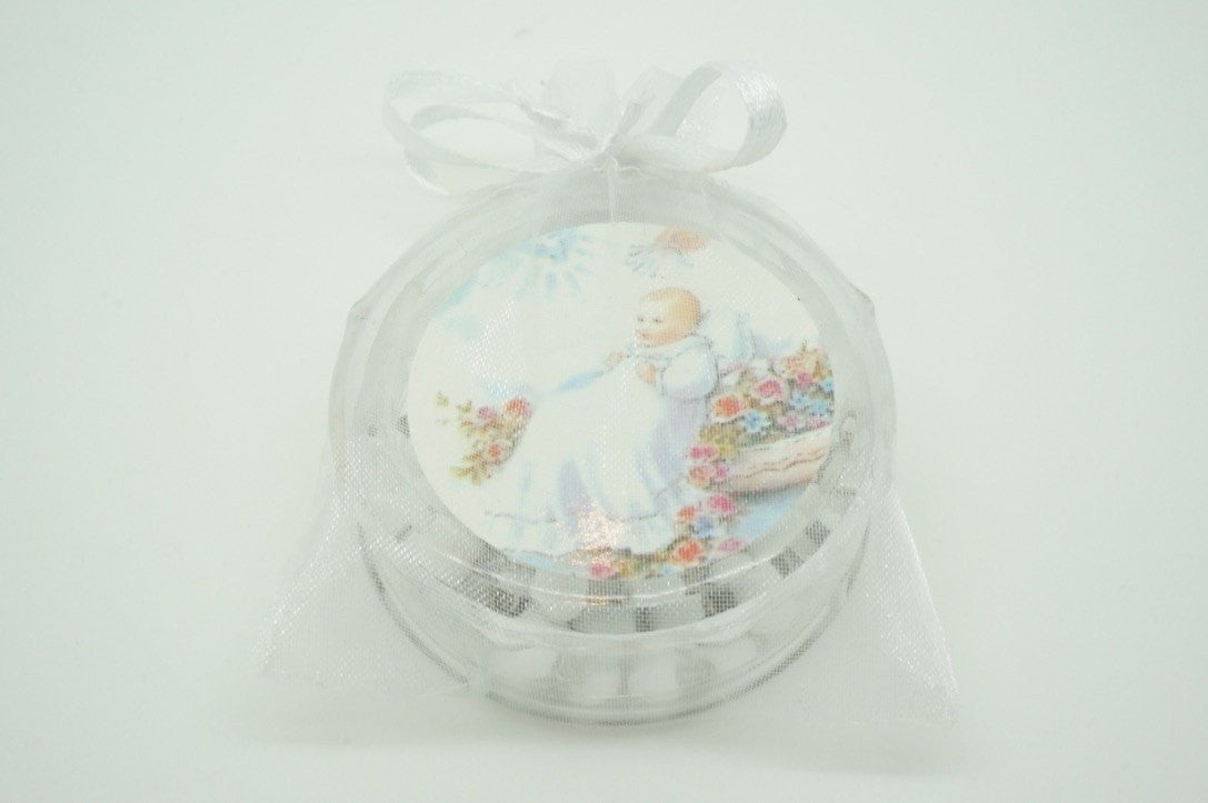 12 Baptism White Scented Rosaries with Organza Bags - Unique Catholic Gifts