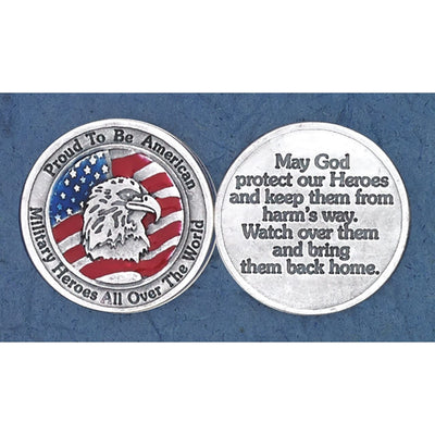US Colors Enameled American Military Heroes Italian Token - Unique Catholic Gifts