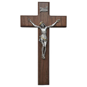 Walnut Wall Crucifix with 2-Tone Corpus 10" - Unique Catholic Gifts
