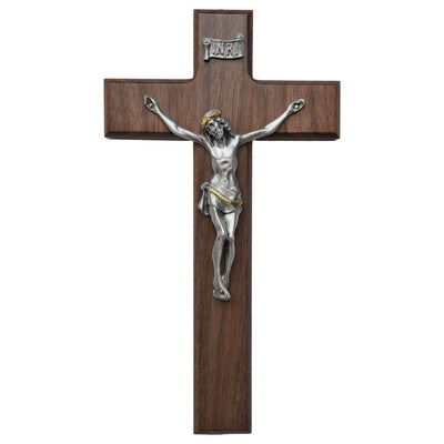 Walnut Wall Crucifix with 2-Tone Corpus 10