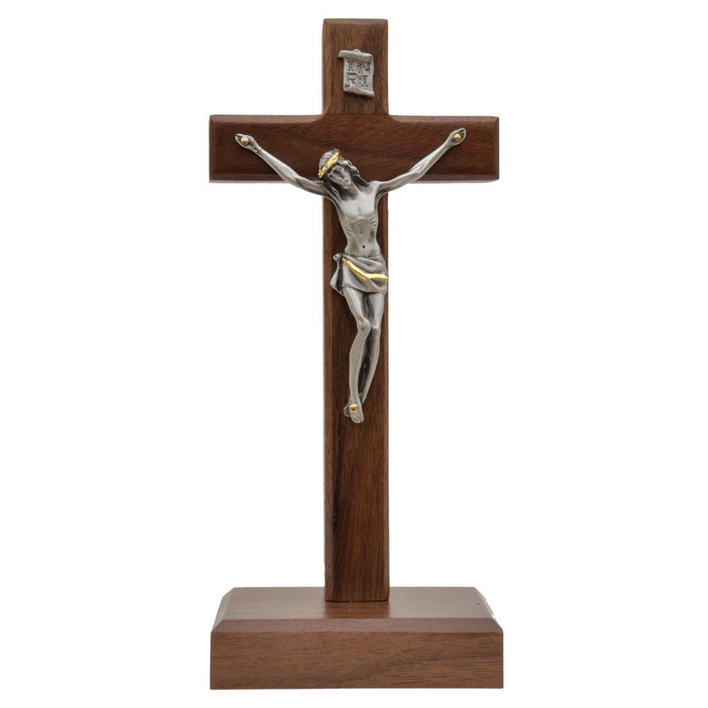 Walnut Standing Crucifix (8") Unique Catholic Gifts