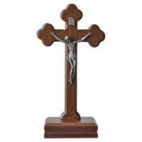 Walnut Standing Crucifix (9") - Unique Catholic Gifts