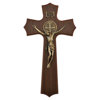 St. Benedict Bronze Medal Crucifix 13" Bronze - Unique Catholic Gifts
